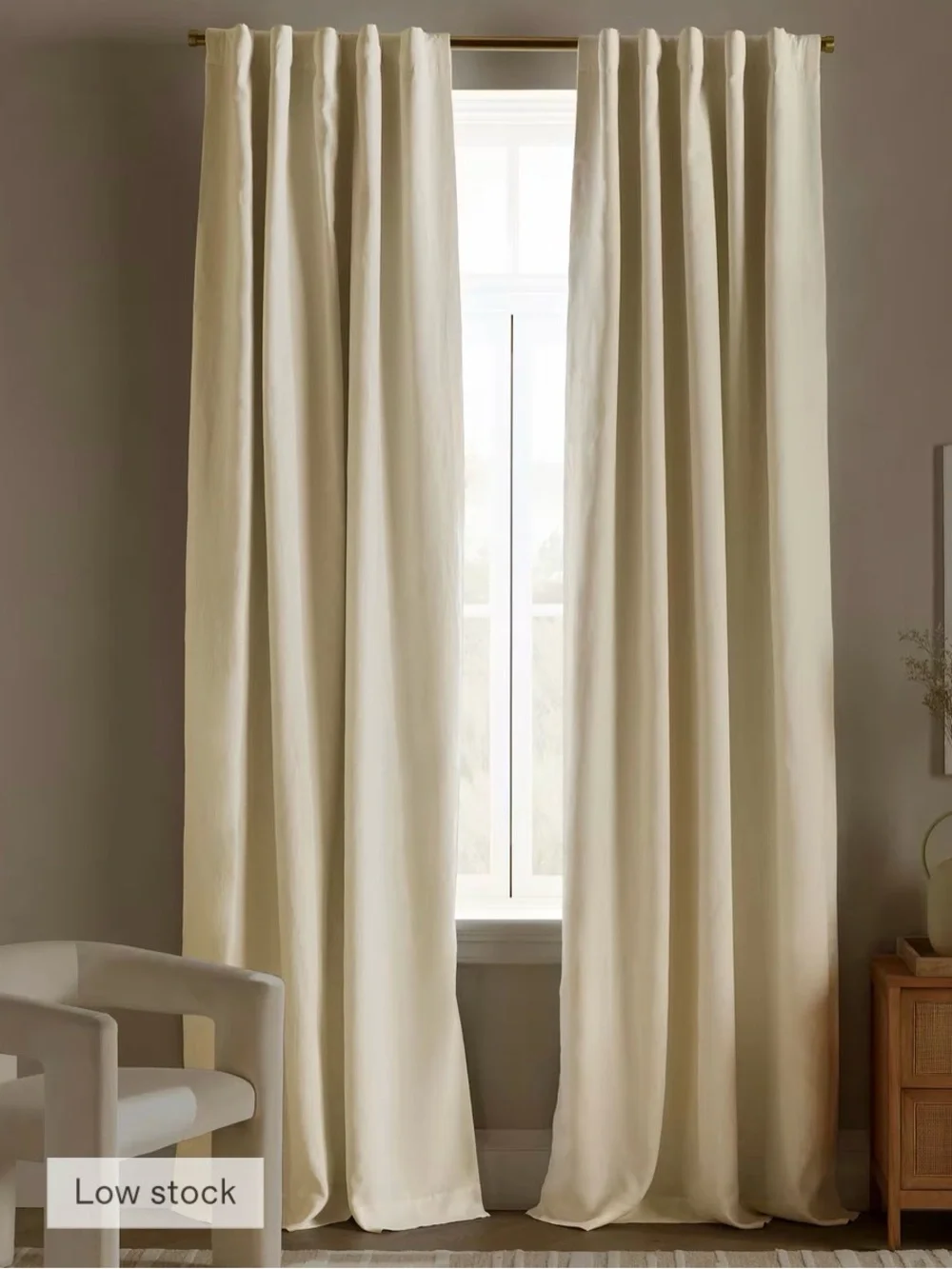 Quince European Luxe Linen Blackout ivory curtain panel 96x96 (one panel)