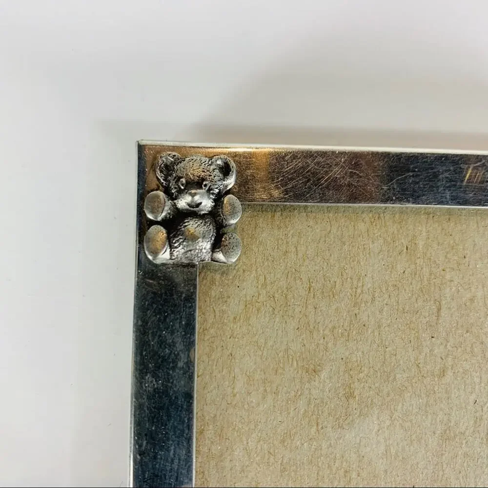 Vintage 80s Silver Teddy Bear Frame Tabletop 3.25 x 4.25