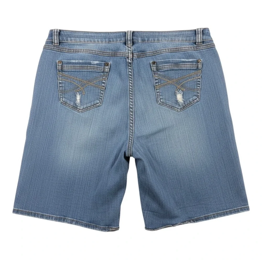 Bermuda Distressed Long Shorts Y2K Denim Blue Womens XL C'est Toi