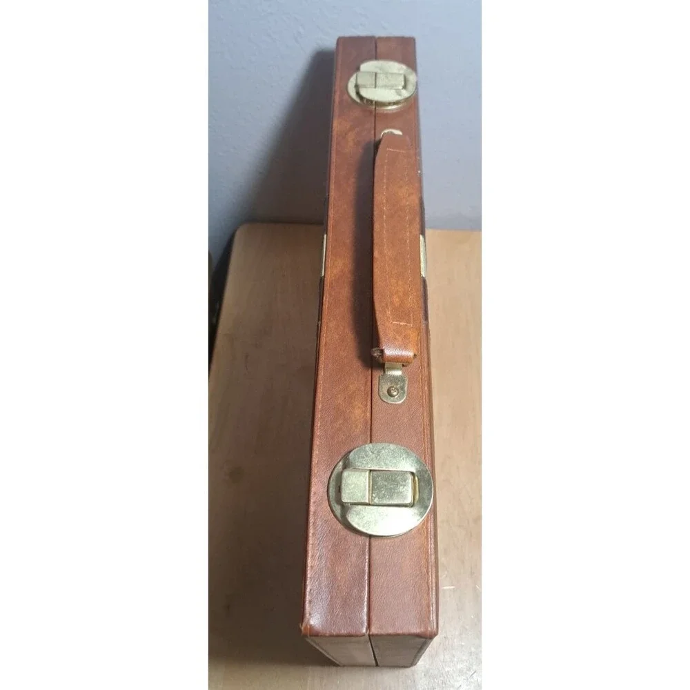 Vintage Backgammon Game Set Faux Leather Brown Case 15x10 No Instructions