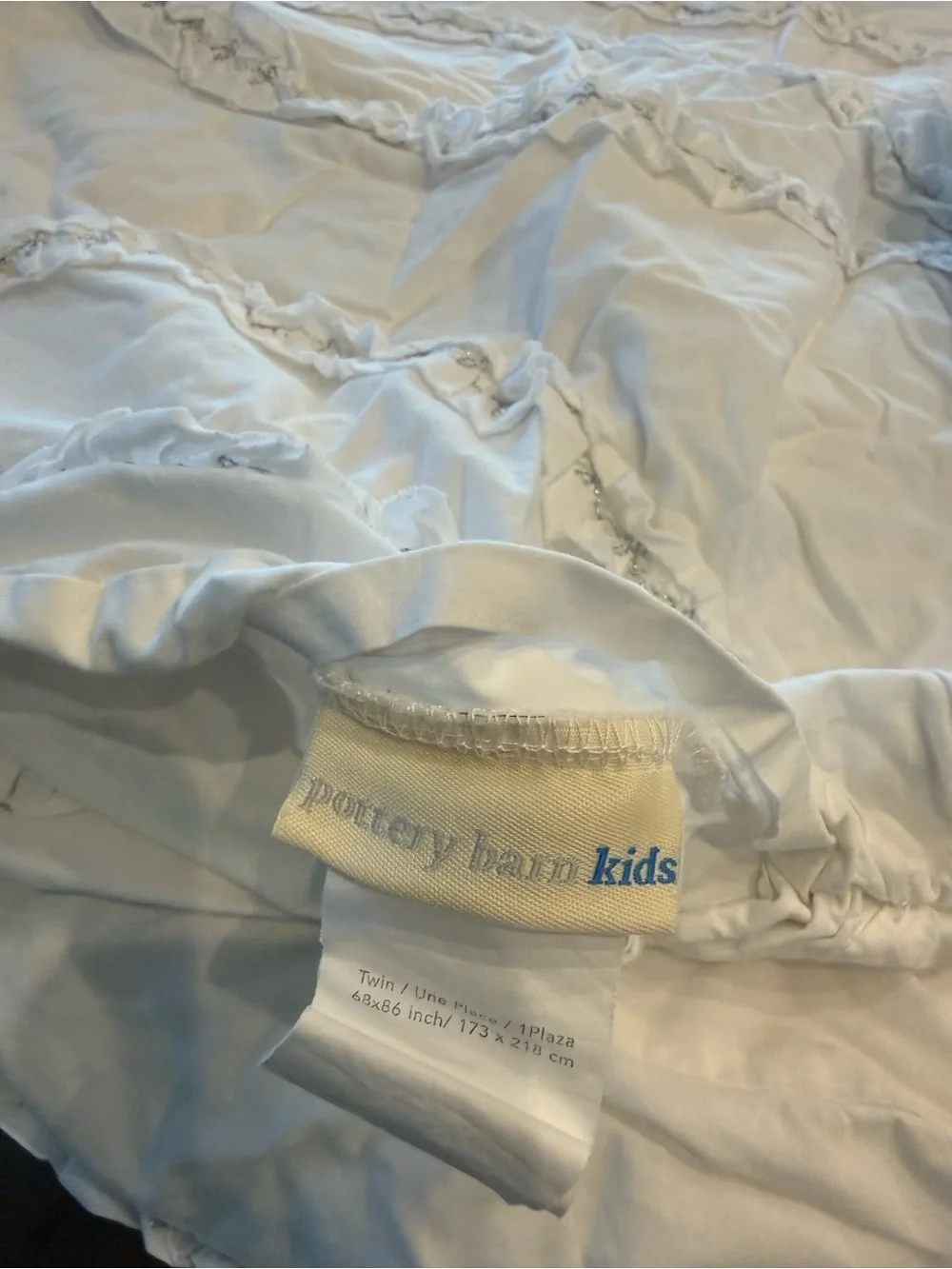 Pottery Barn Kids White Ruffled Lattice Duvet Cover Twin size