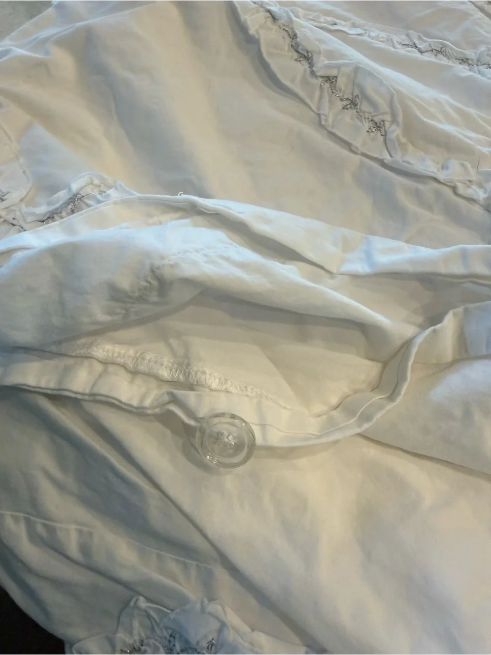 Pottery Barn Kids White Ruffled Lattice Duvet Cover Twin size