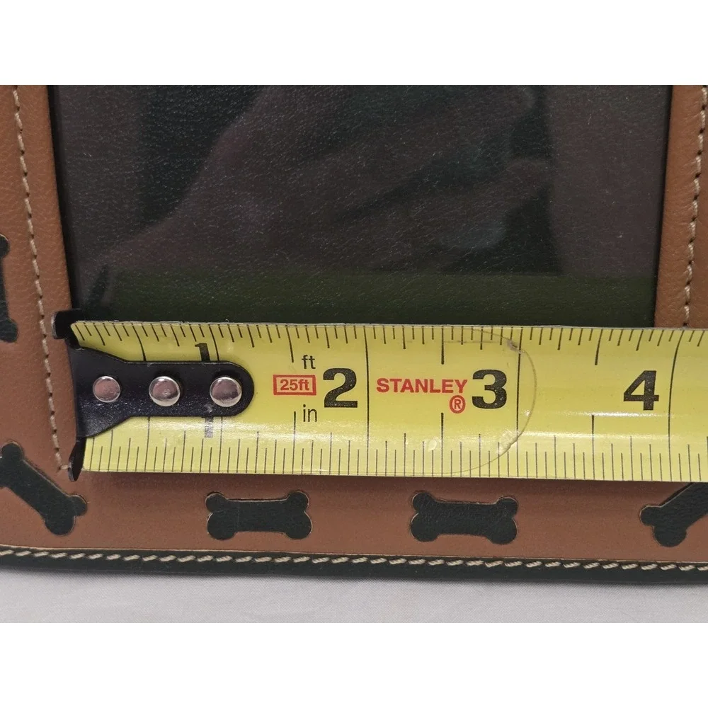 New York Dog Two-Tone Brown Leather Dog Bone Photo Frame - Rare