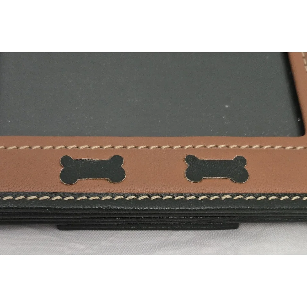 New York Dog Two-Tone Brown Leather Dog Bone Photo Frame - Rare