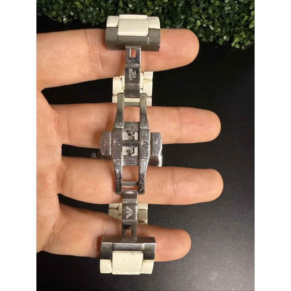 Emporio Armani Mens Watch White Dial Silicone Strap Steel  AR5859