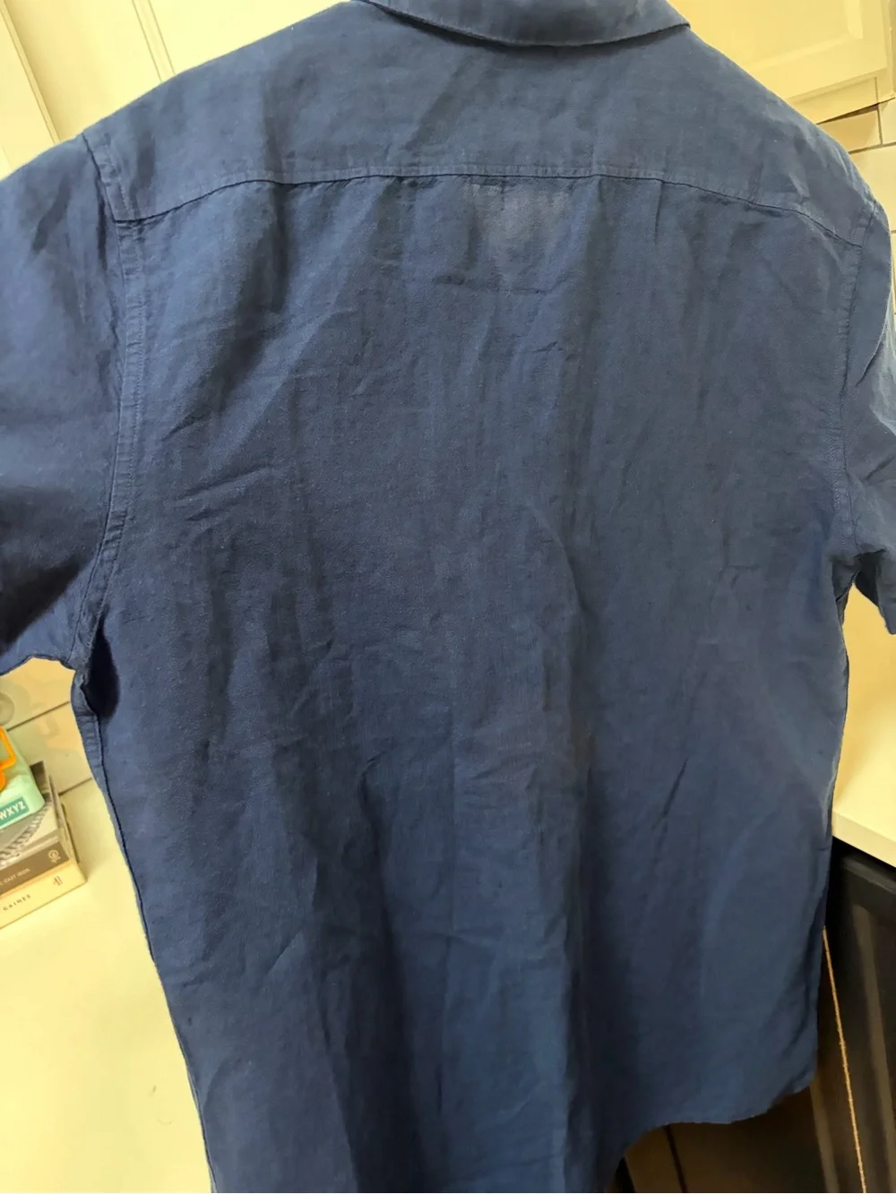 NWT Banana Republic Men's Short-Sleeve Button-Down Shirt - Blue medium tall