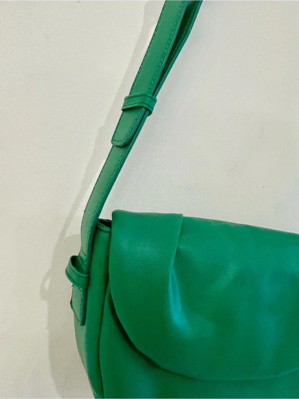 Free People Green Coney Vegan Crossbody, Soft Padded Crescent-Shaped Bag