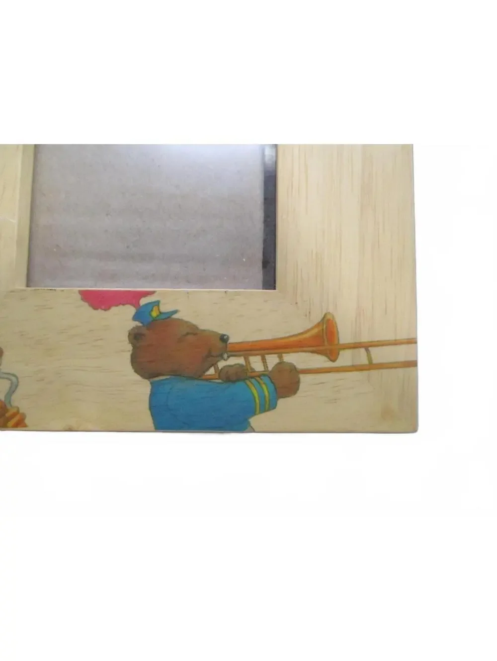 Whimsical Wood Nursery Photo Frame Marching Animal Band Lion Bear Rabbit