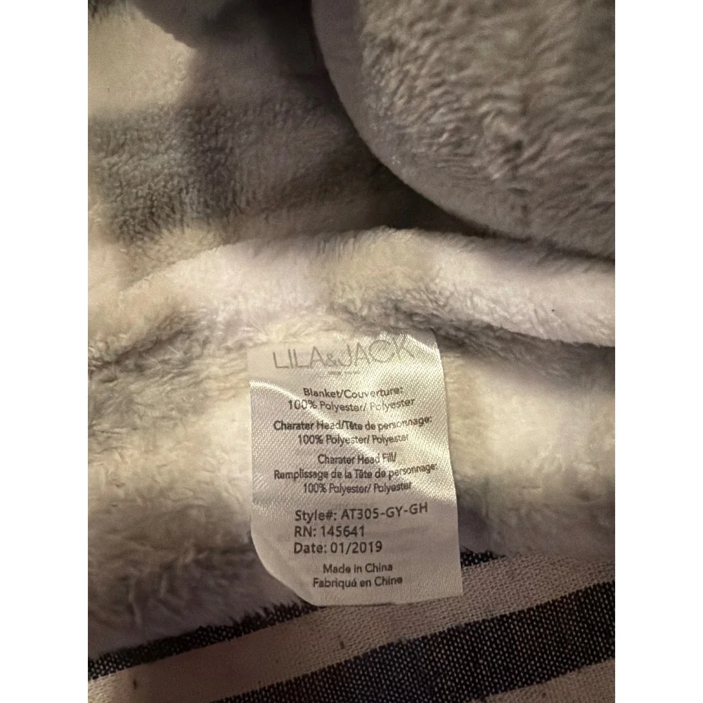 Lila & Jack Gray Elephant Buffalo Check Baby Security Blanket Lovey AT305-GY-GH