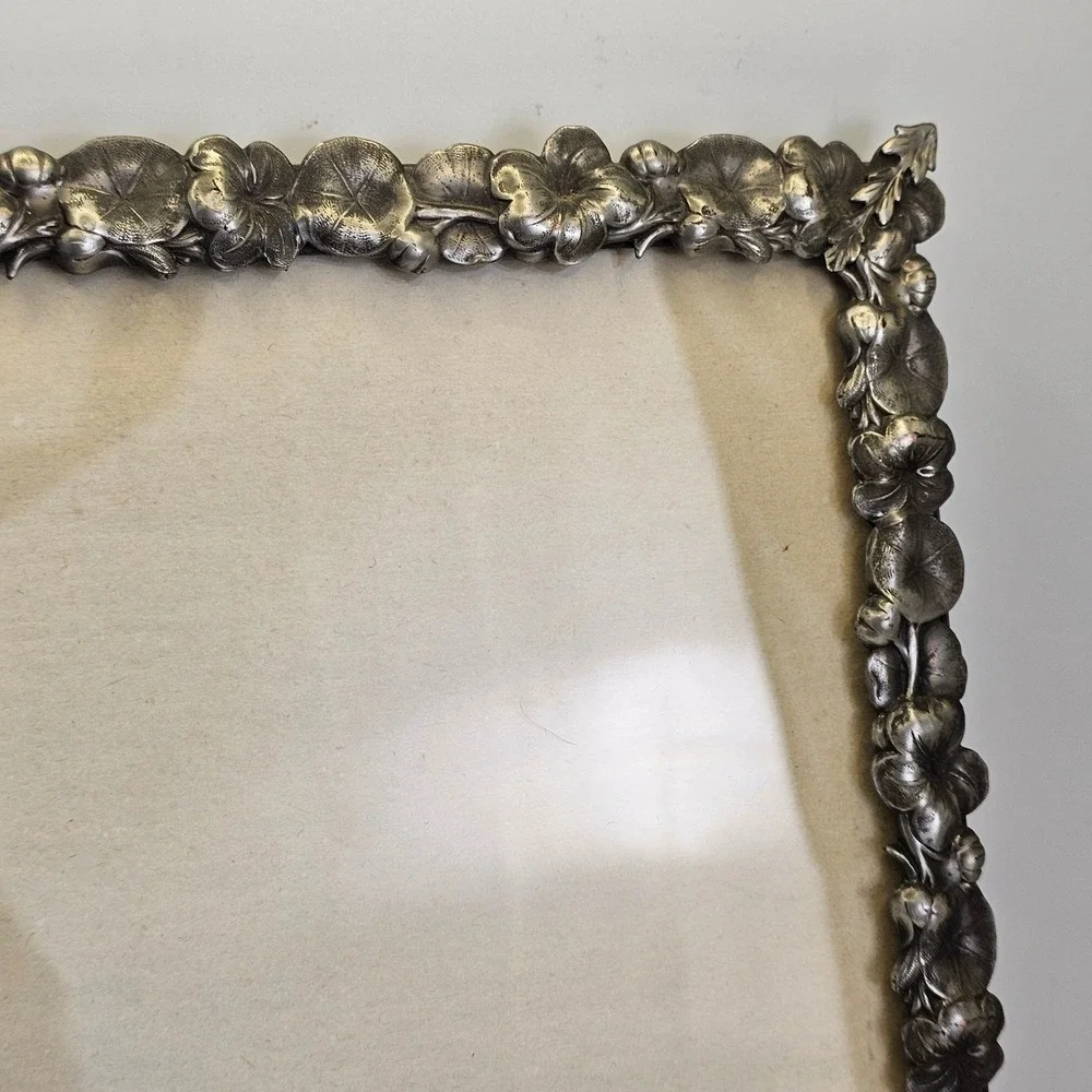 VTG Silver Plated Floral Picture Frame 8x10 Ornate Antique Style Ornate Border