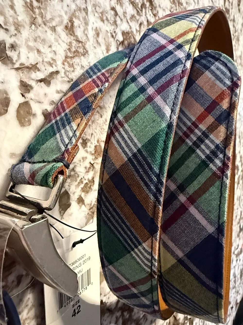 Polo Golf Ralph Lauren Men's Plaid Golf Belt Size 42 NWT Multicolor Leather