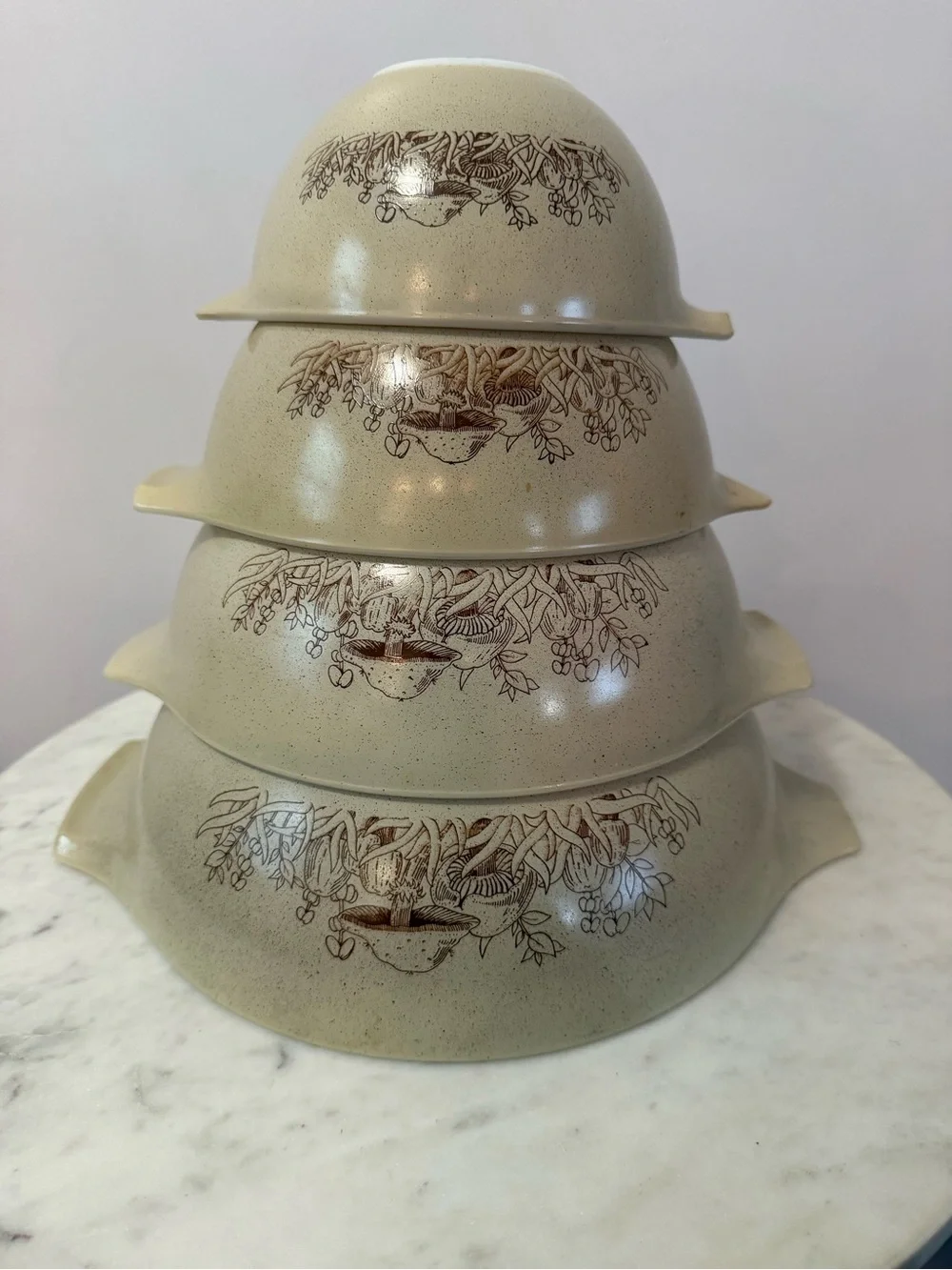 Vintage PYREX Cinderella Forest Fancies Mushroom Nesting Mixing Bowls Set of 4