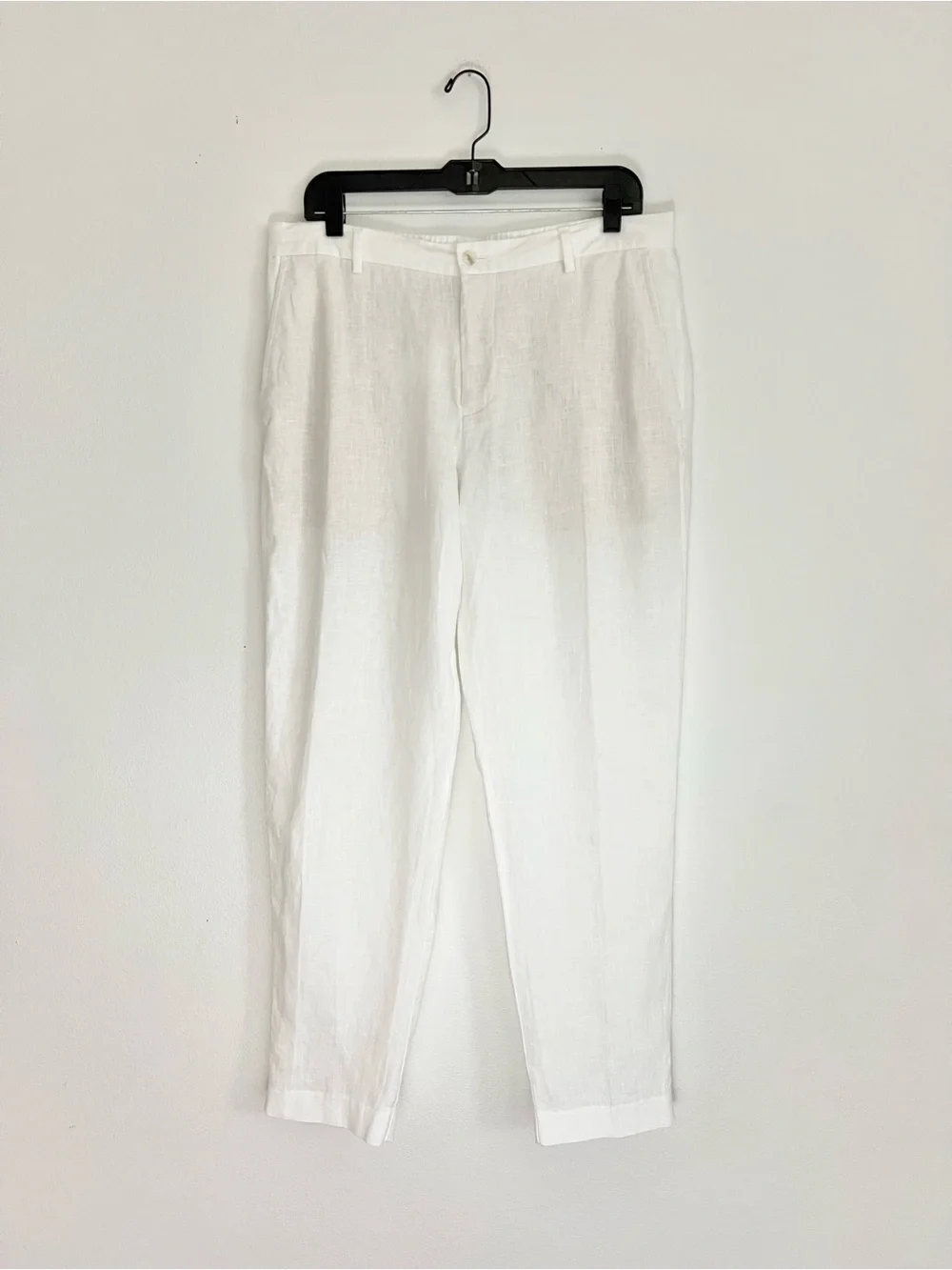 Zara 100% Linen Tapered Pants Coastal Summer Ankle Trouser Quiet Luxury L Boho