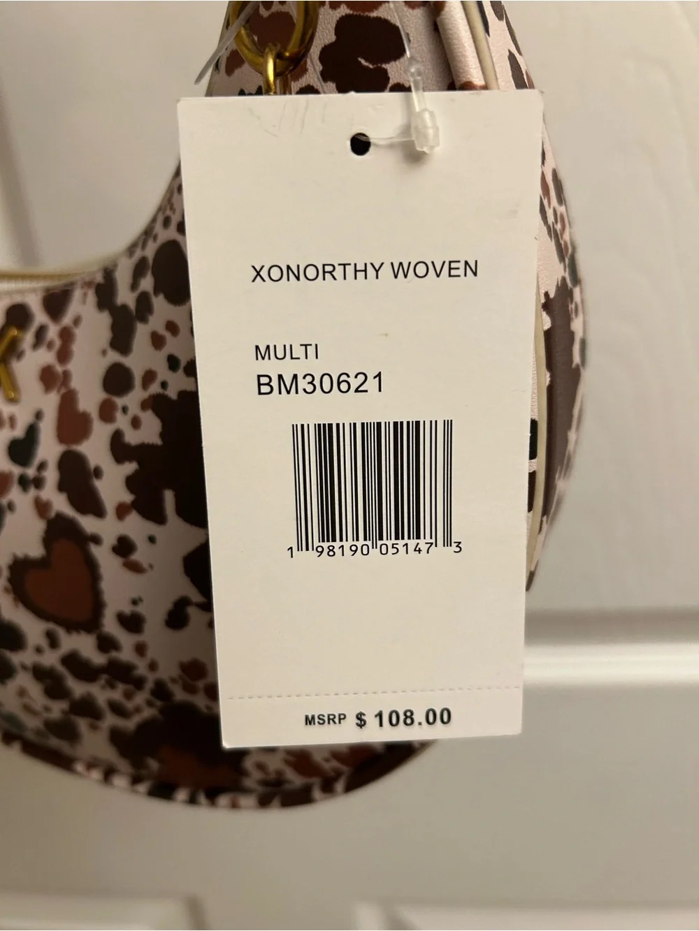 Betsey Johnson Brown & Cream Heart Print Hobo Bag