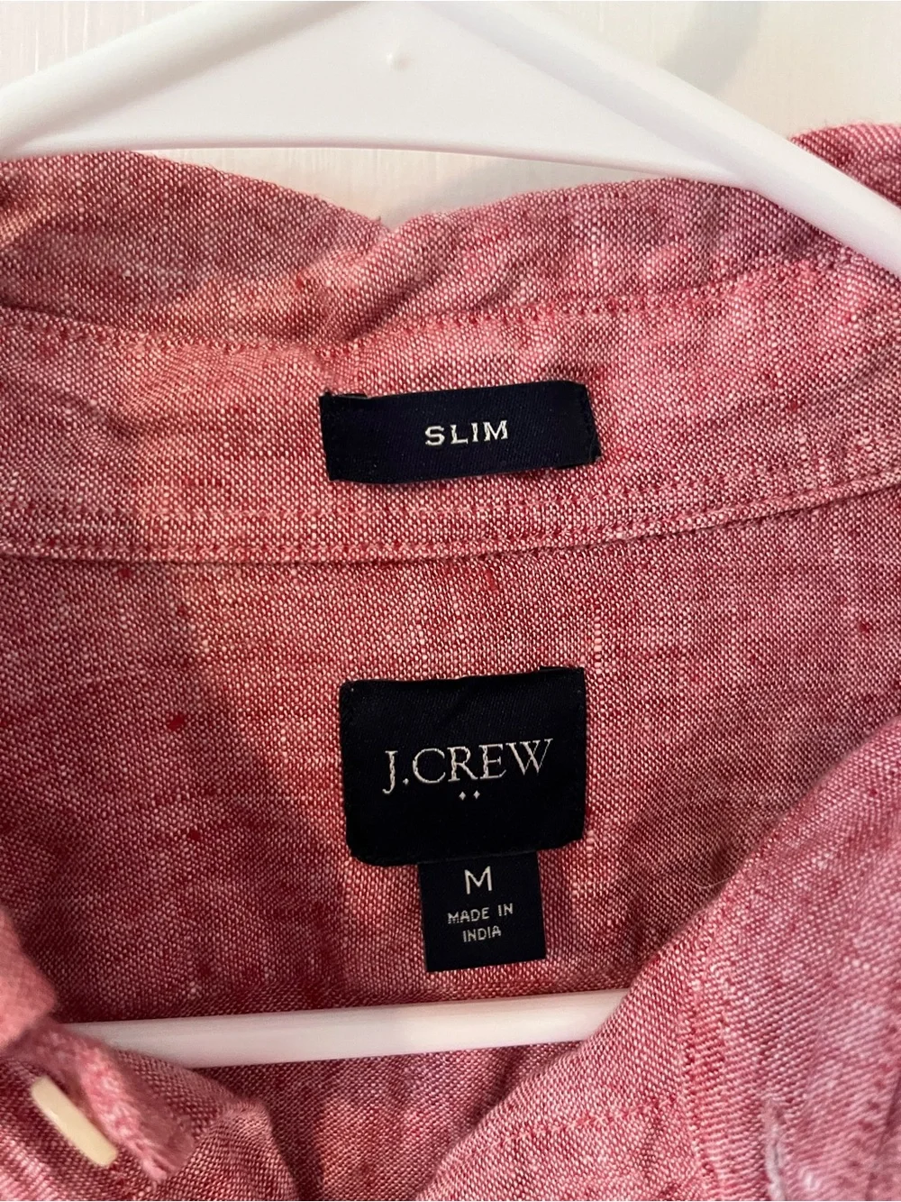 J. Crew Men’s Classic Linen Blend Shirt Slim Button Down Red Size Medium