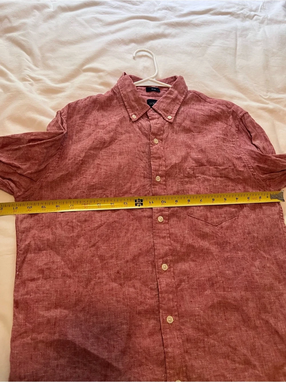 J. Crew Men’s Classic Linen Blend Shirt Slim Button Down Red Size Medium