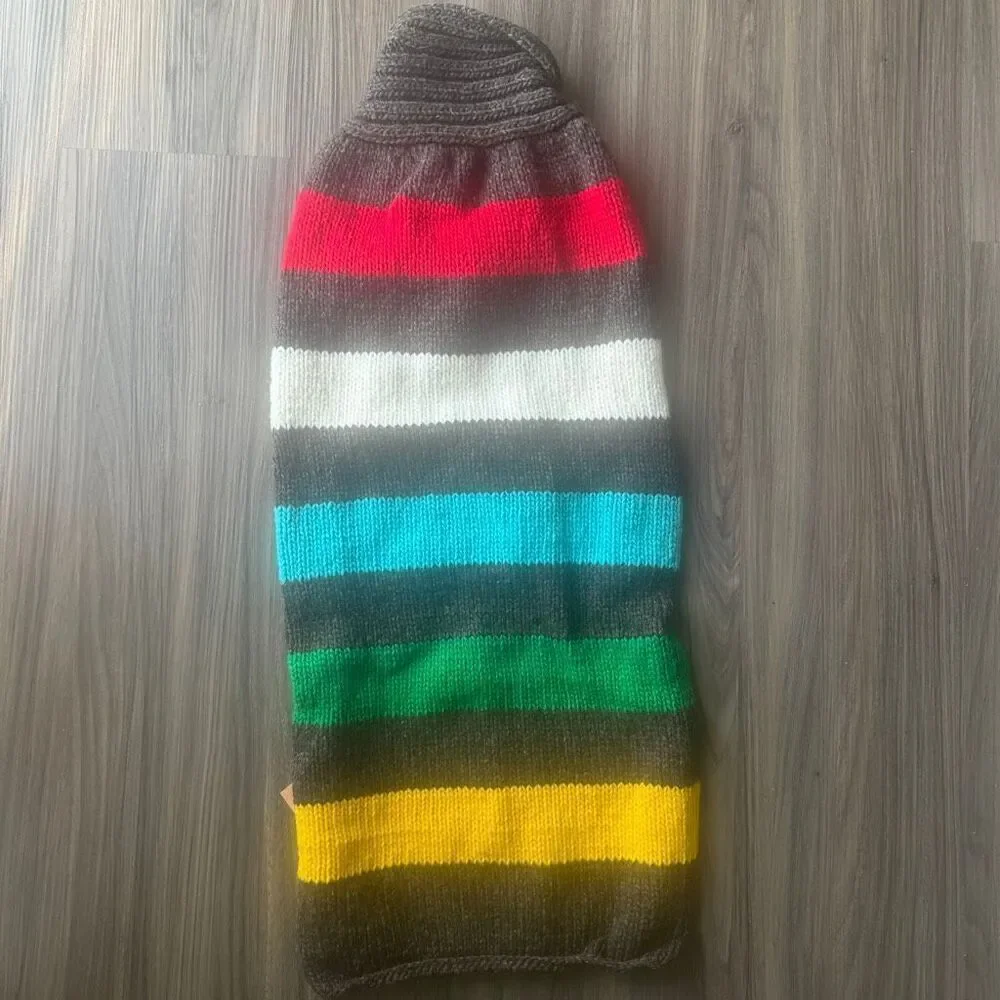 Chilly Dog Charcoal Striped 100% Organic Wool Dog Sweater Size XL