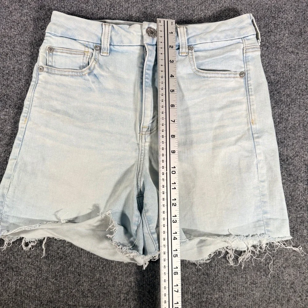 American Eagle Denim Shorts Ne(x)t Level Stretch High Waisted Raw Hem 10 Light