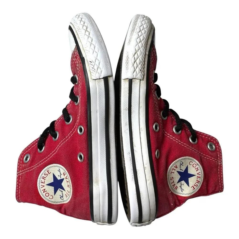 Converse Chuck Taylor All Star Hi Top Sneakers Youth 12 Red Canvas 3J232