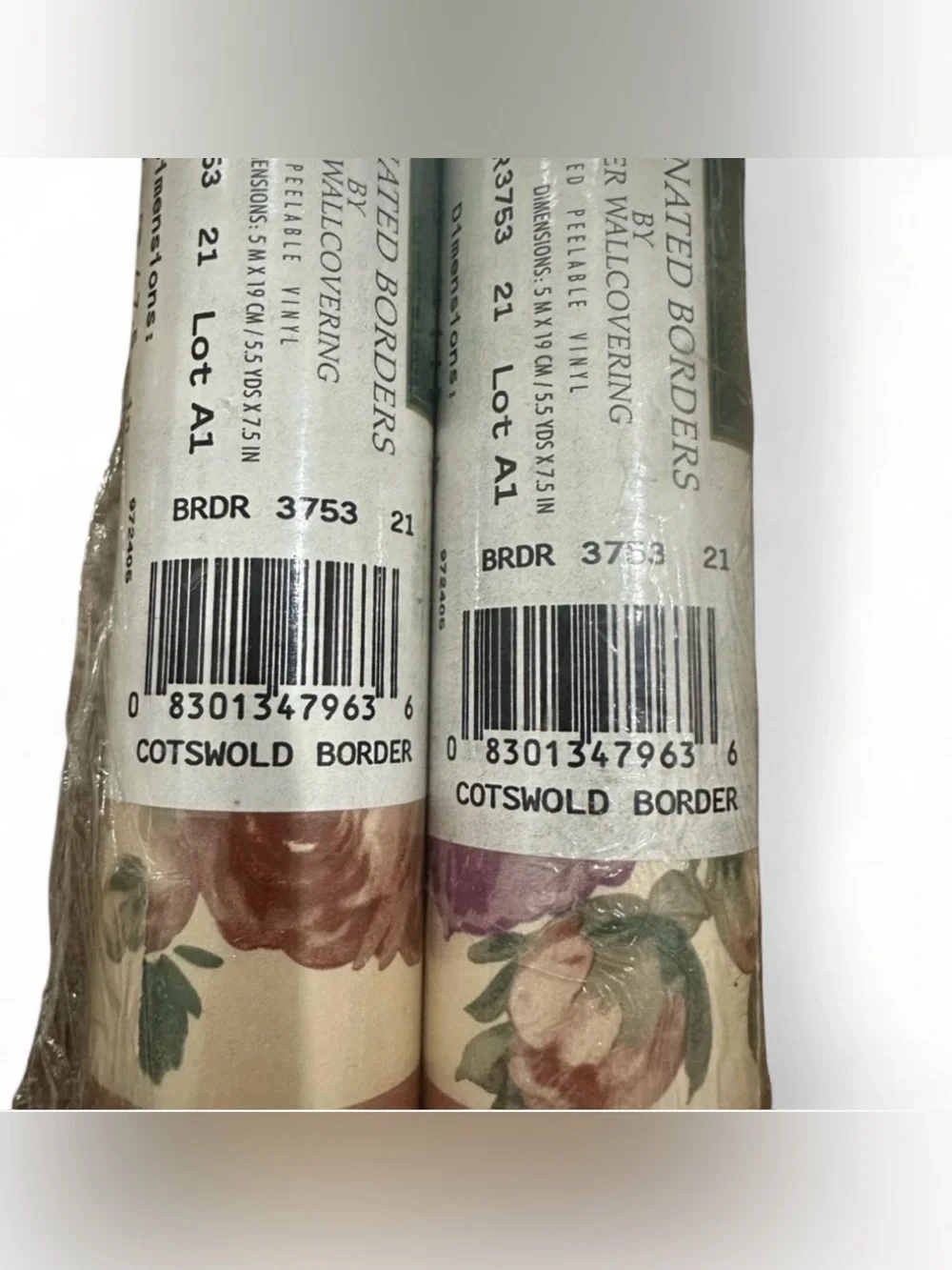 Croscill Cotswold Wallpaper Border Pair English Cottage Shabby Chic Vintage NOS