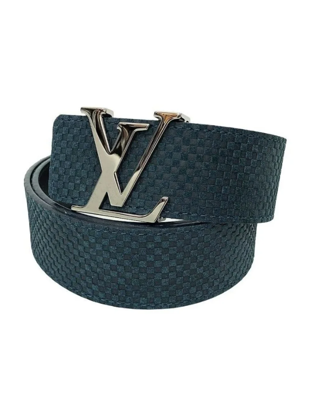 Louis Vuitton Monogram Ceinture Initial Belt 85 Abyss Blue Green Male New