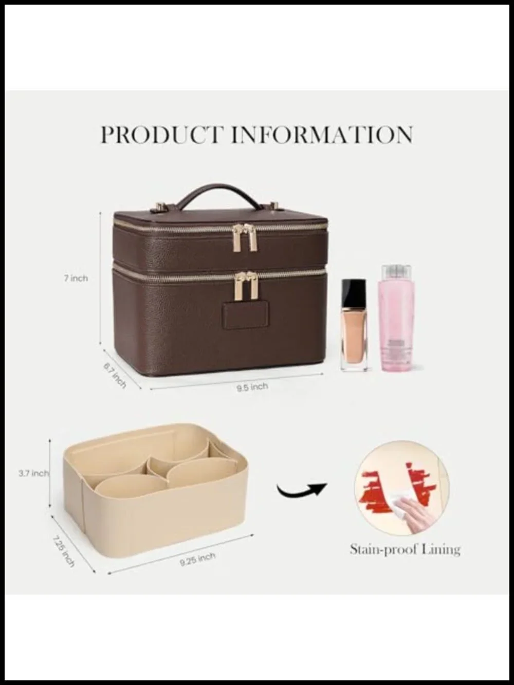 Waterproof PU Leather Makeup Bag Set with Travel Cosmetic Case