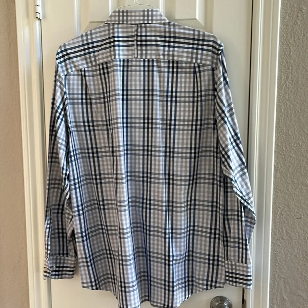 Banana Republic Men's Blue Plaid Shirt Cotton Classic Fit Button Front Size L
