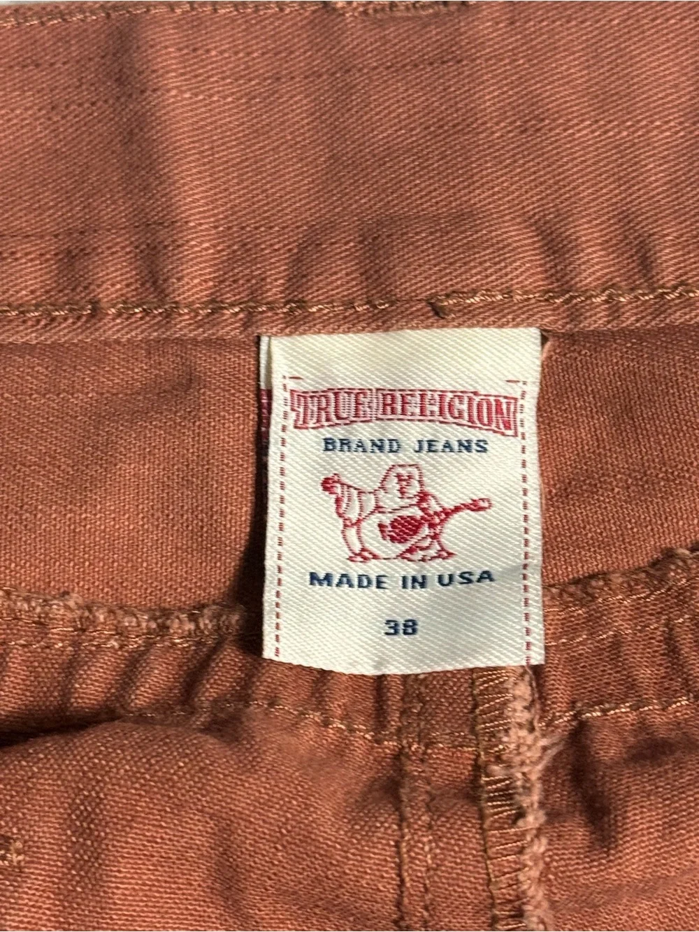 True Religion USA Ricky Distressed Jeans 38x32 Rust Wide Leg Y2K Skater Grunge