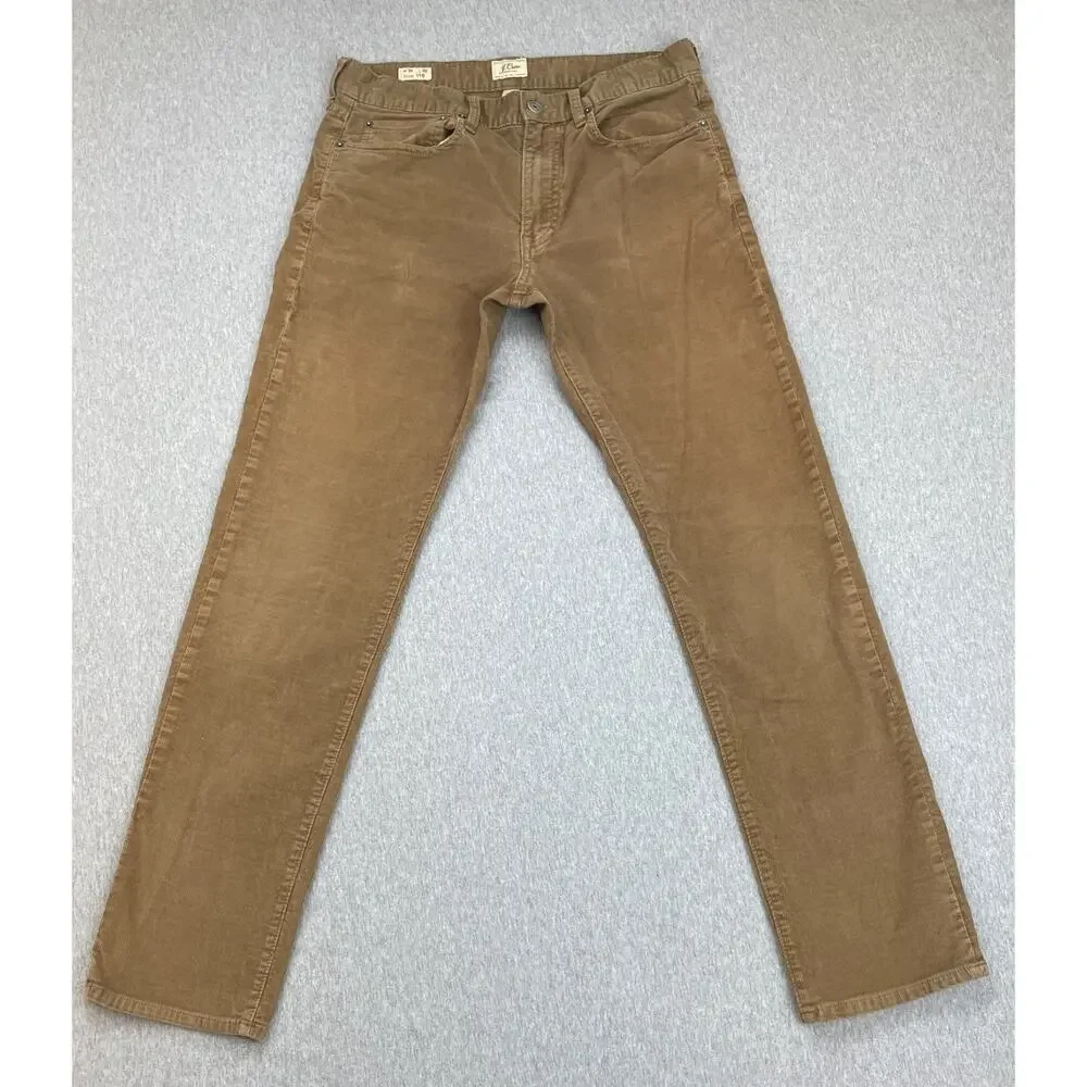 J Crew Pants Men 31 x 32 Brown 770 Corduroy Cotton Blend Stretch Straight Leg‎