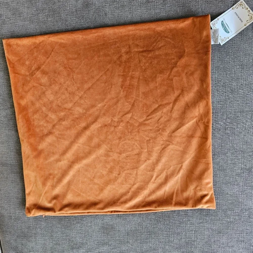 TELERIE VISCONTI VENETIAN VELVET ITALIAN LUXURY PILLOW 20x20 SHAM orange bronze