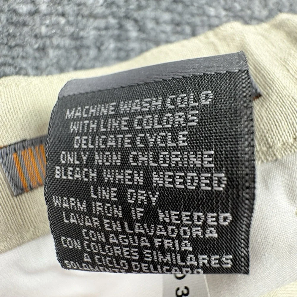 John Henry Pants Men XL 40-42 Beige Linen Blend Cargo Relaxed Coastal Minimalist