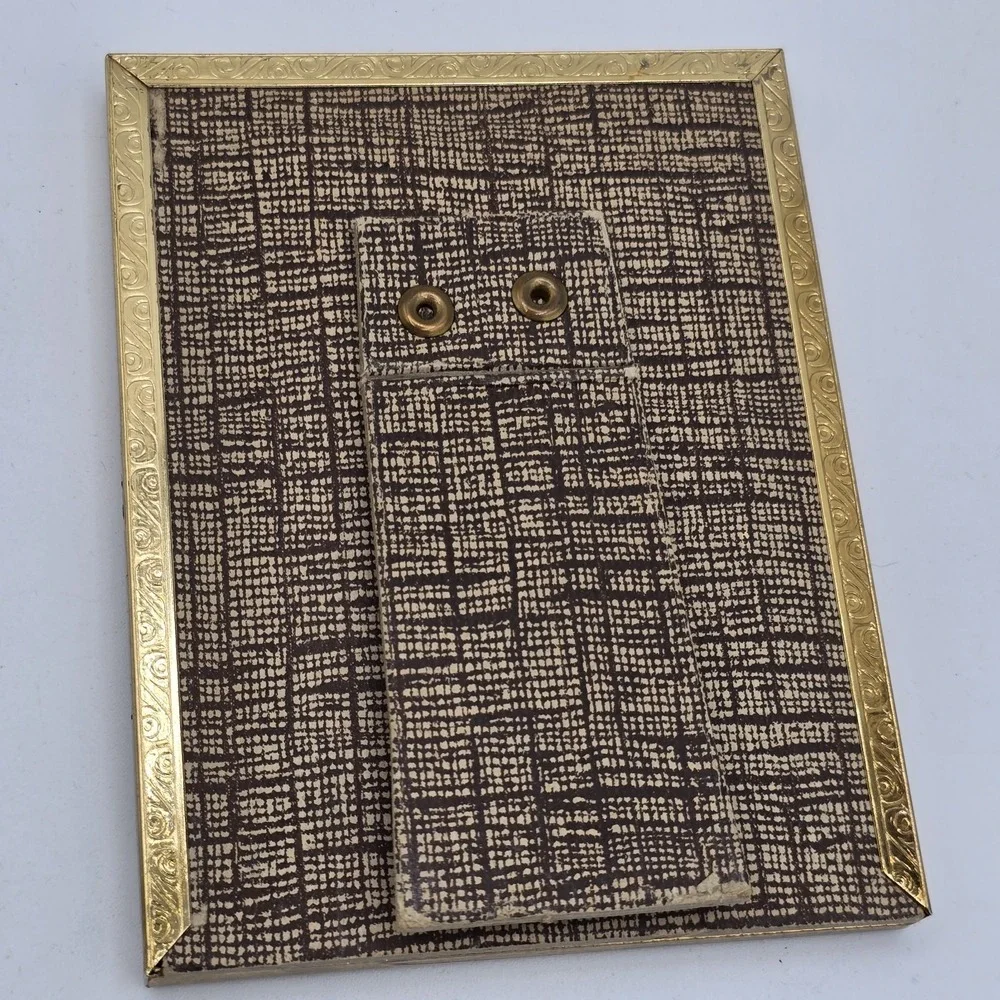 MCM Brass/Gold Tone Metal Picture Frames With Photo‎ Of Teen Girl 70s