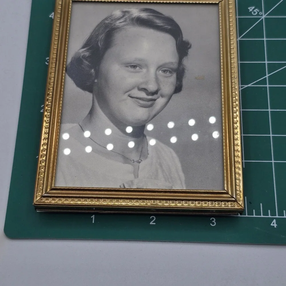 MCM Brass/Gold Tone Metal Picture Frames With Photo‎ Of Teen Girl 70s