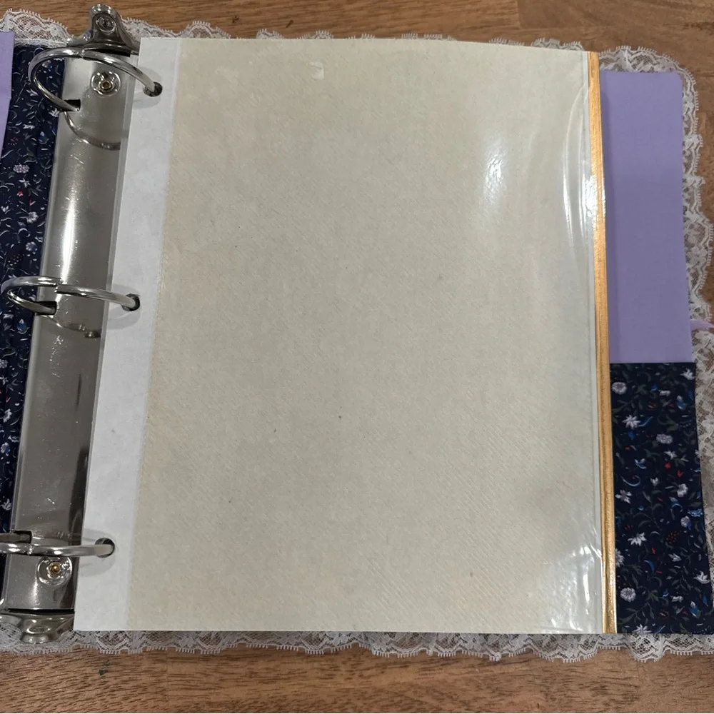 Vintage Lace Floral Fabric Covered Photo Album Scrapbook Flowers 1980’s