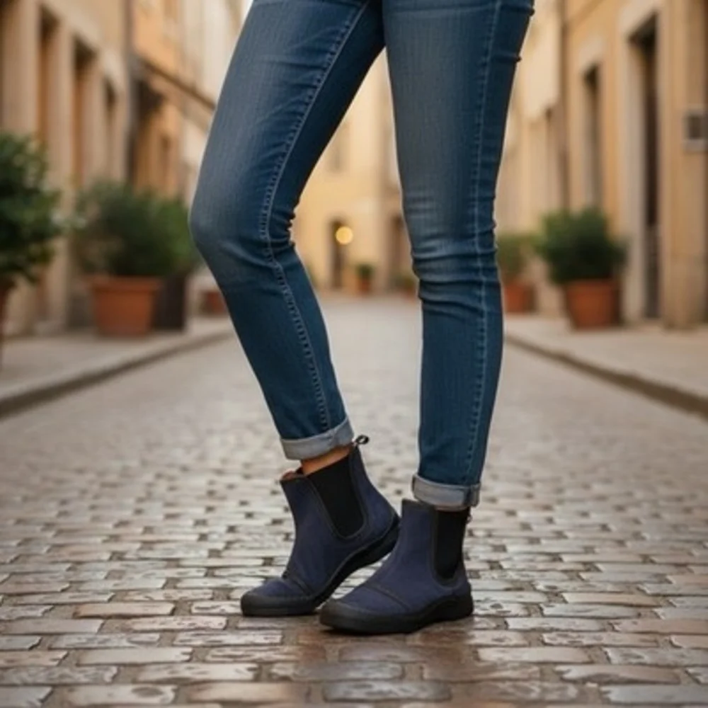 TCHOCO Blue Suede Chelsea Ankle Boots Women’s Sneakers Booties Size 6