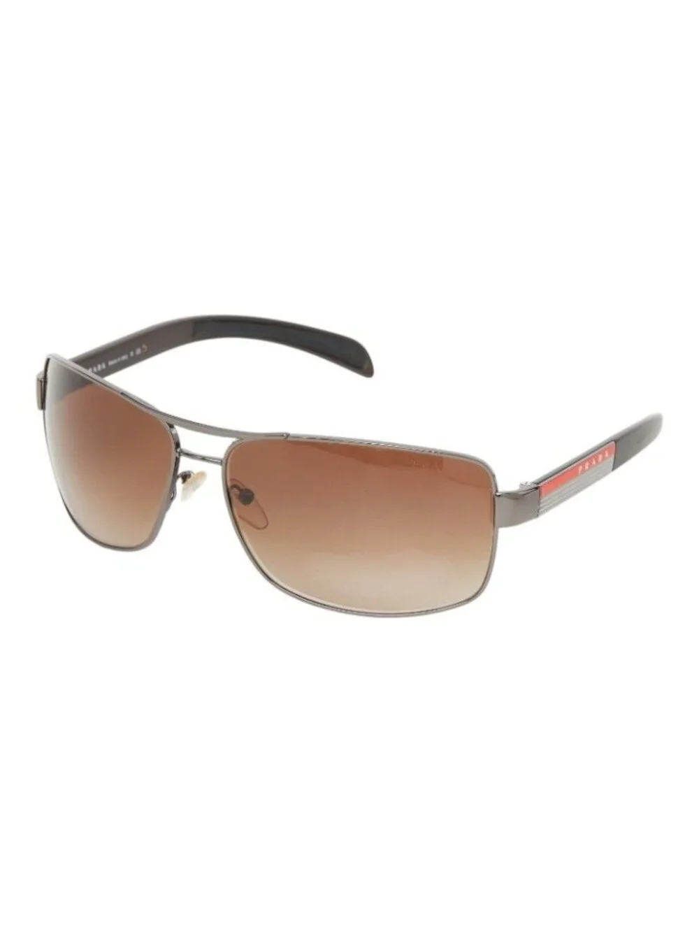 Prada Logo Sunglasses Brown Silver Acetate Metal Eyewear