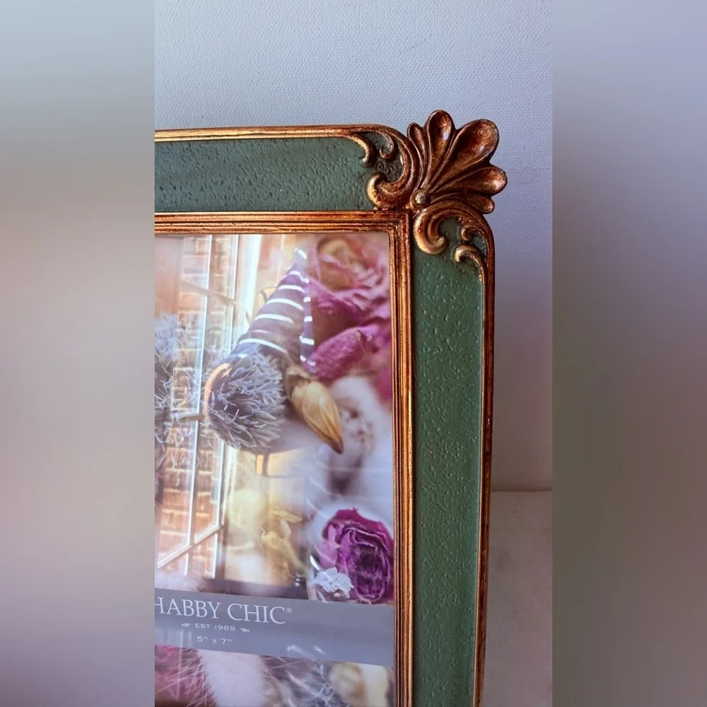 Shabby Chic Green and Gold Ornate Decorative Picture Frame