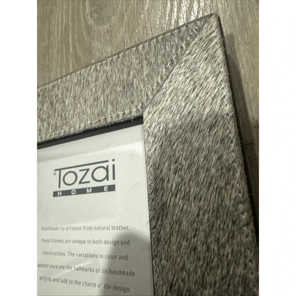 Tozai Home Photo Picture Frame Cowhide Gray Hues Neutral Tones 4x6