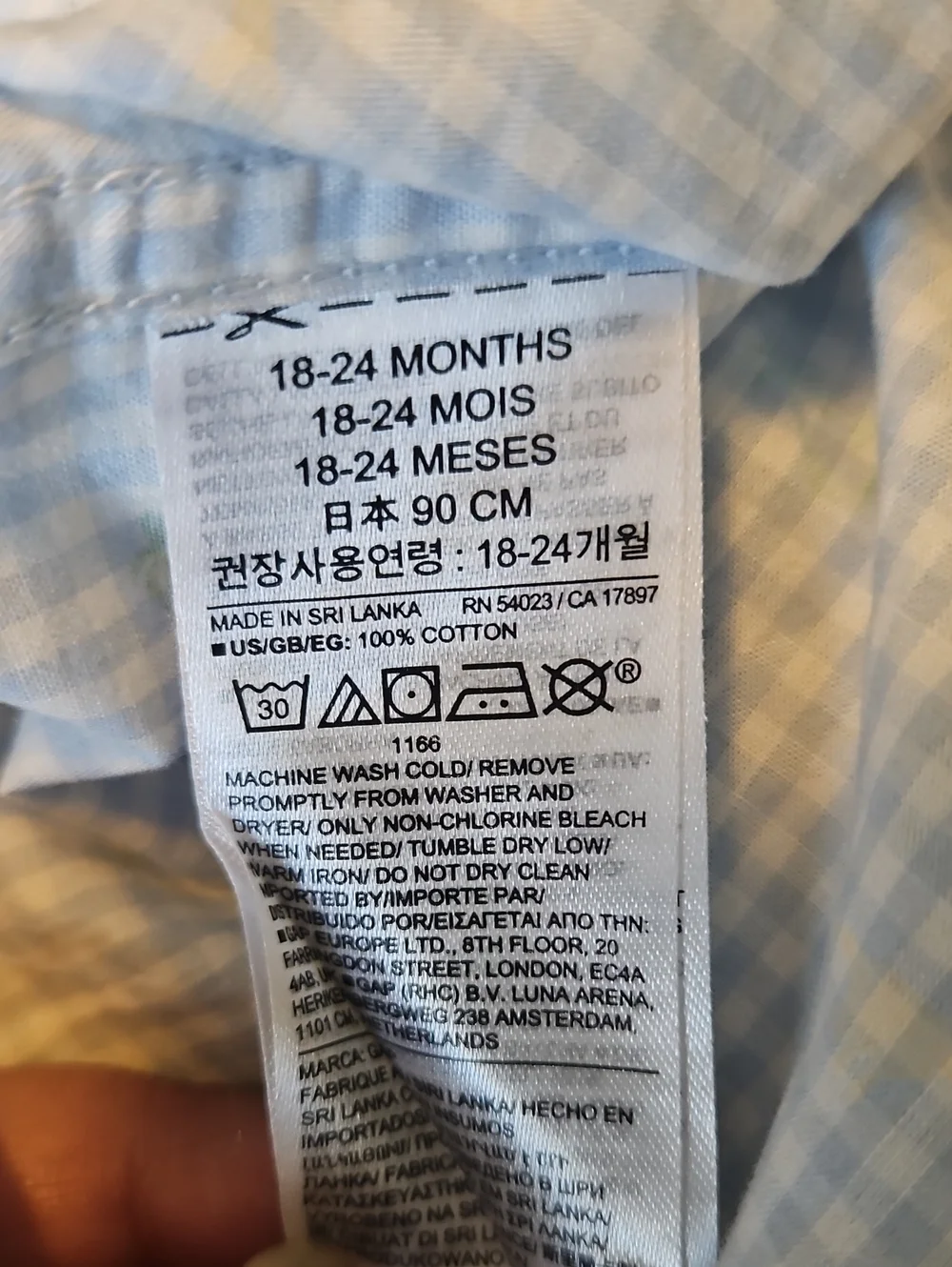 Baby GAP Light Blue Gingham Short-Sleeve Button-Down with Multicolor Dino Print