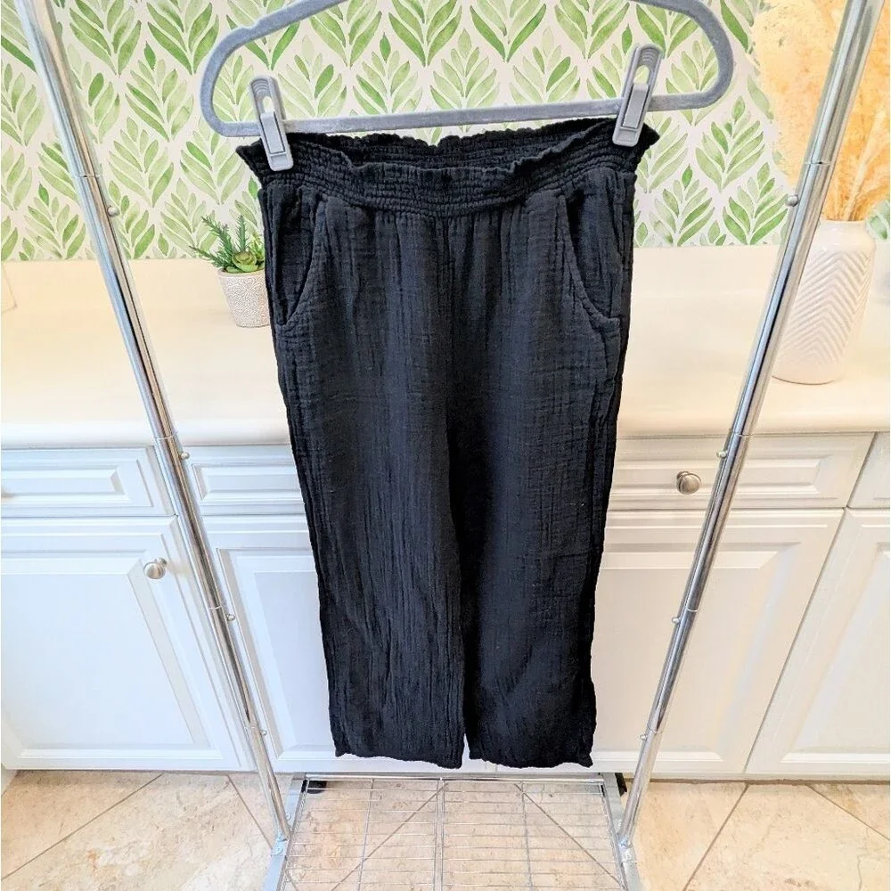 Black Old Navy Girl's Gauzy Palazzo Pants XL Beachy Coastal Wide Leg Pull On