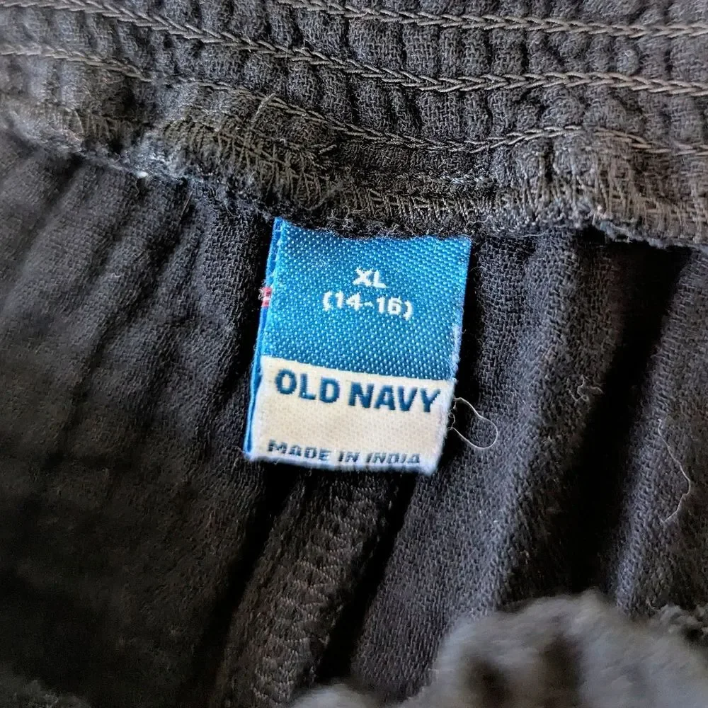 Black Old Navy Girl's Gauzy Palazzo Pants XL Beachy Coastal Wide Leg Pull On