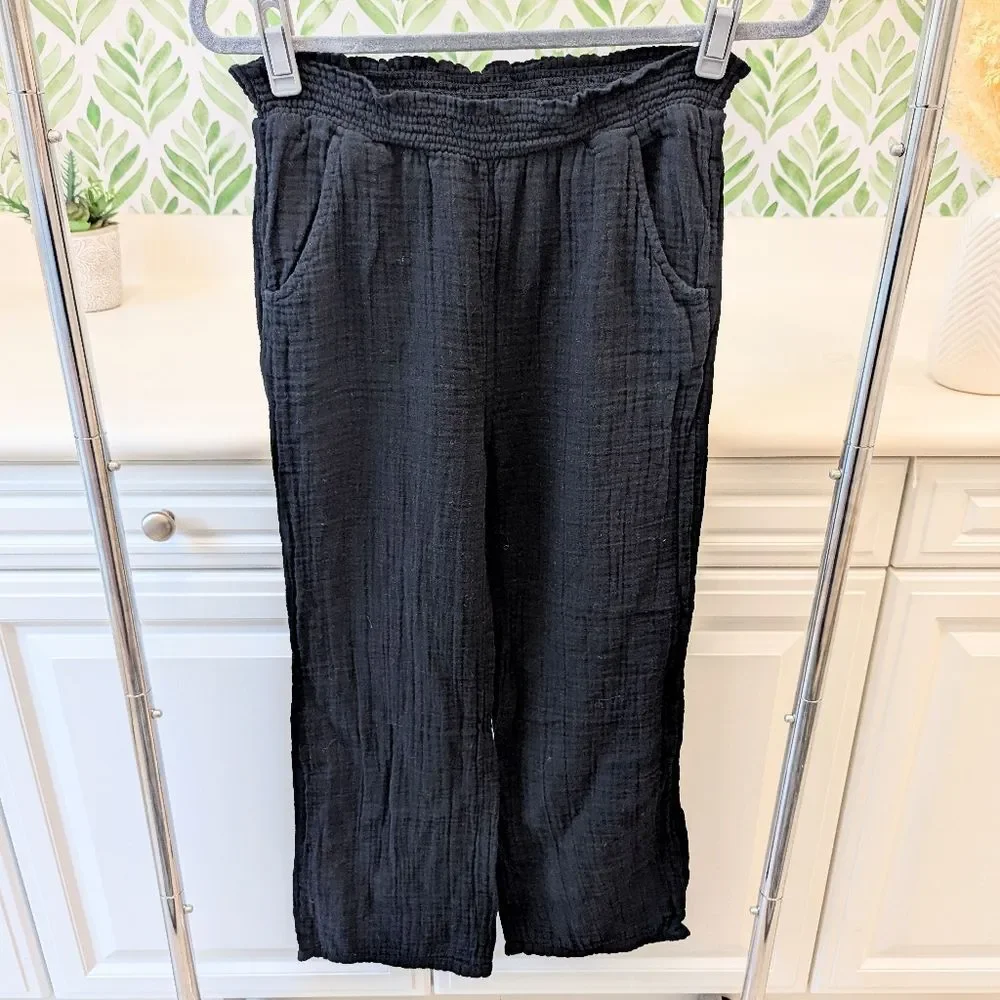 Black Old Navy Girl's Gauzy Palazzo Pants XL Beachy Coastal Wide Leg Pull On
