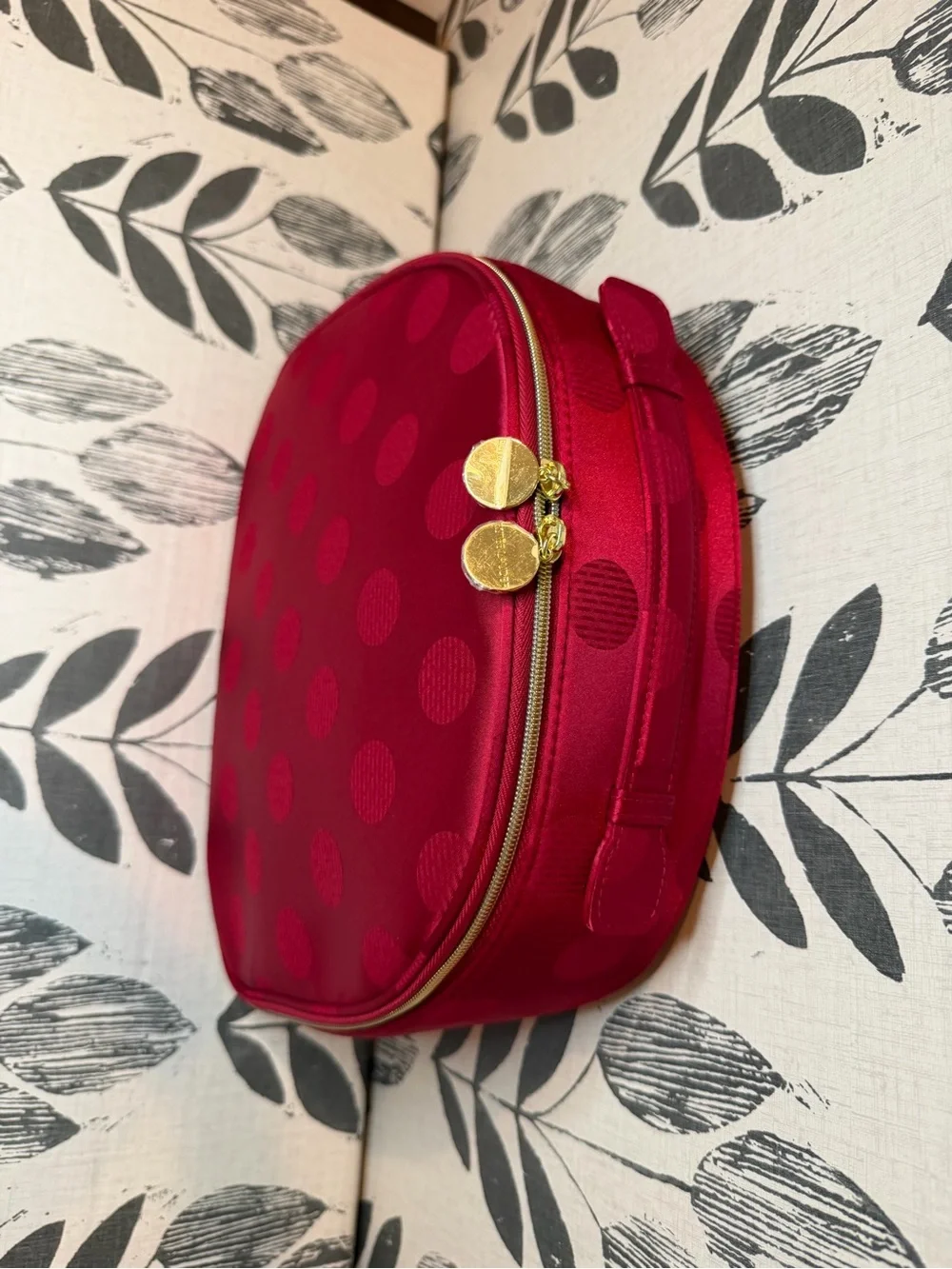 Estée Lauder 2025 Holiday Red Polka Dot Cosmetic Train Case Makeup Bag