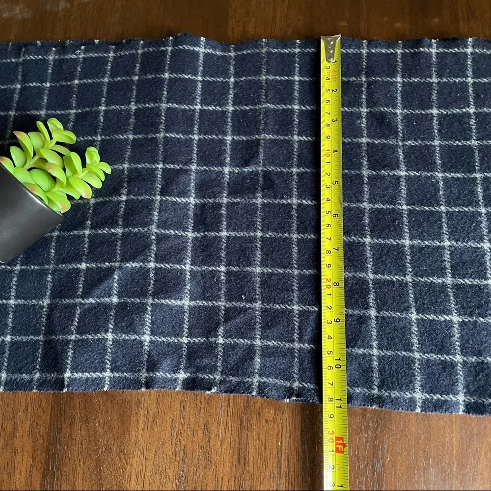 Polo Ralph Lauren 100% Lambs Wool Plaid Blue Fringe Scarf
