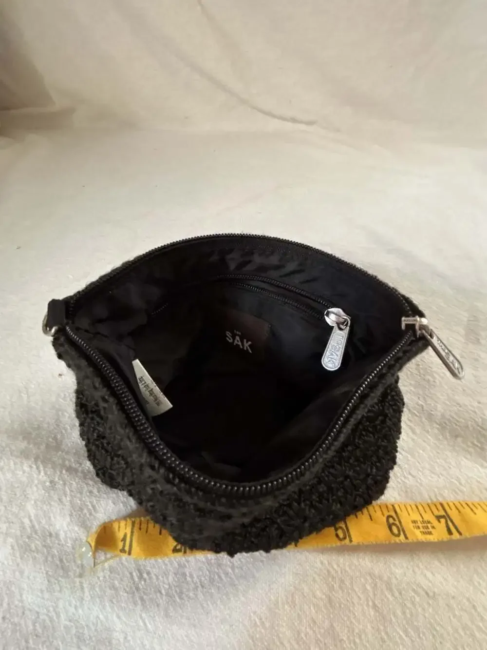 The Sak Black Crochet Zippered Pouch/Cosmetics Bag