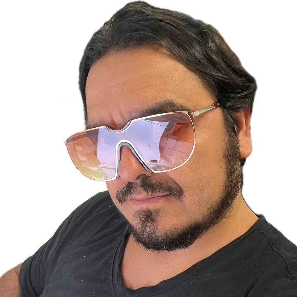 Oversized Shield Sunglasses Fashion Visor Gold Frame Tortoise Accents Trendy New