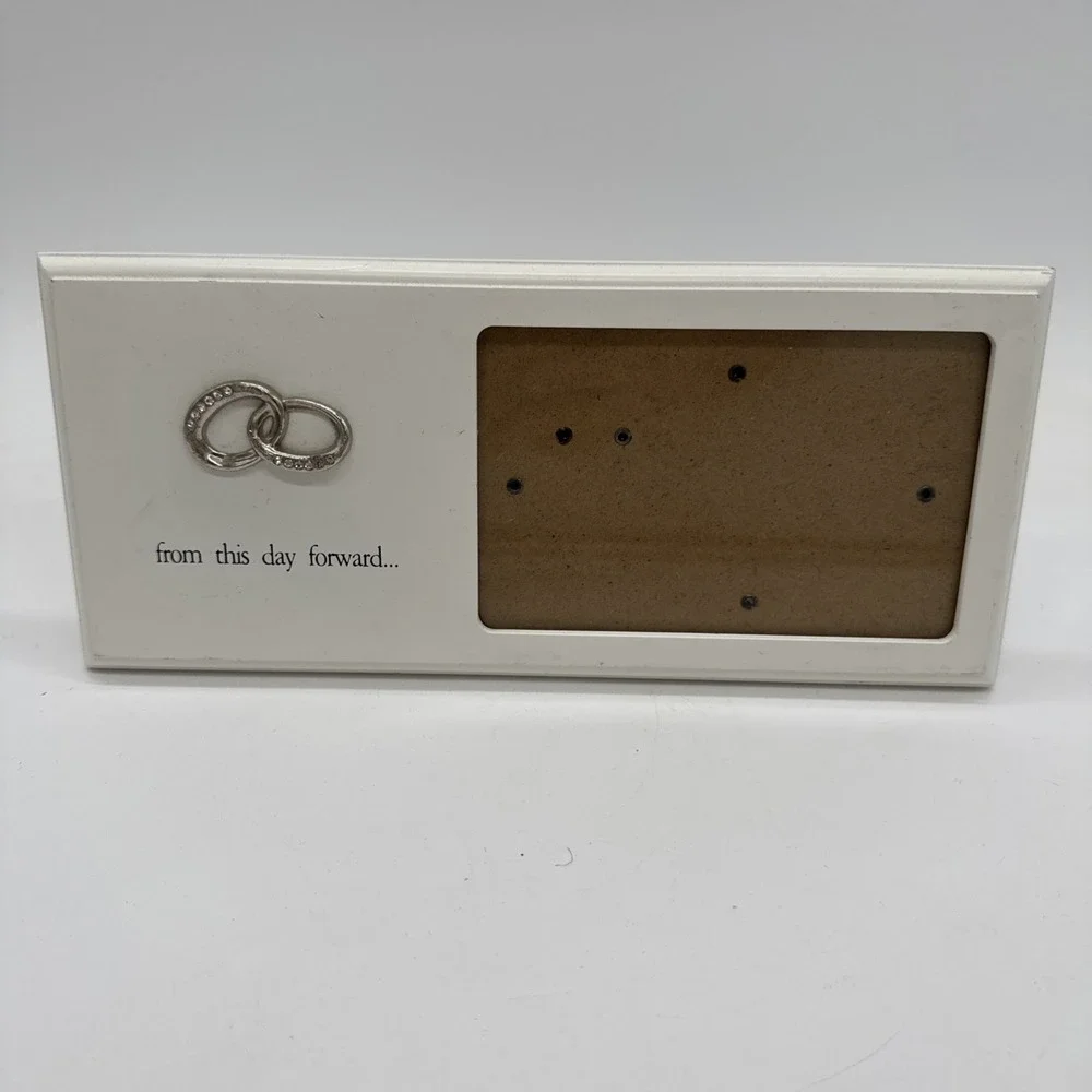 Home Picture Photo Frame Wedding White With Sliver Wedding Accents Bands 11