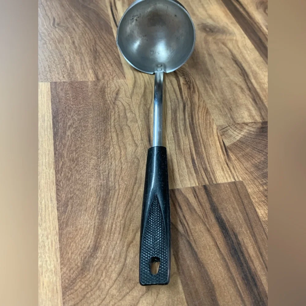 Ekco USA Vintage Chromium Plated Soup Gravy Muffin Ladle w/ Spout & Black Handle