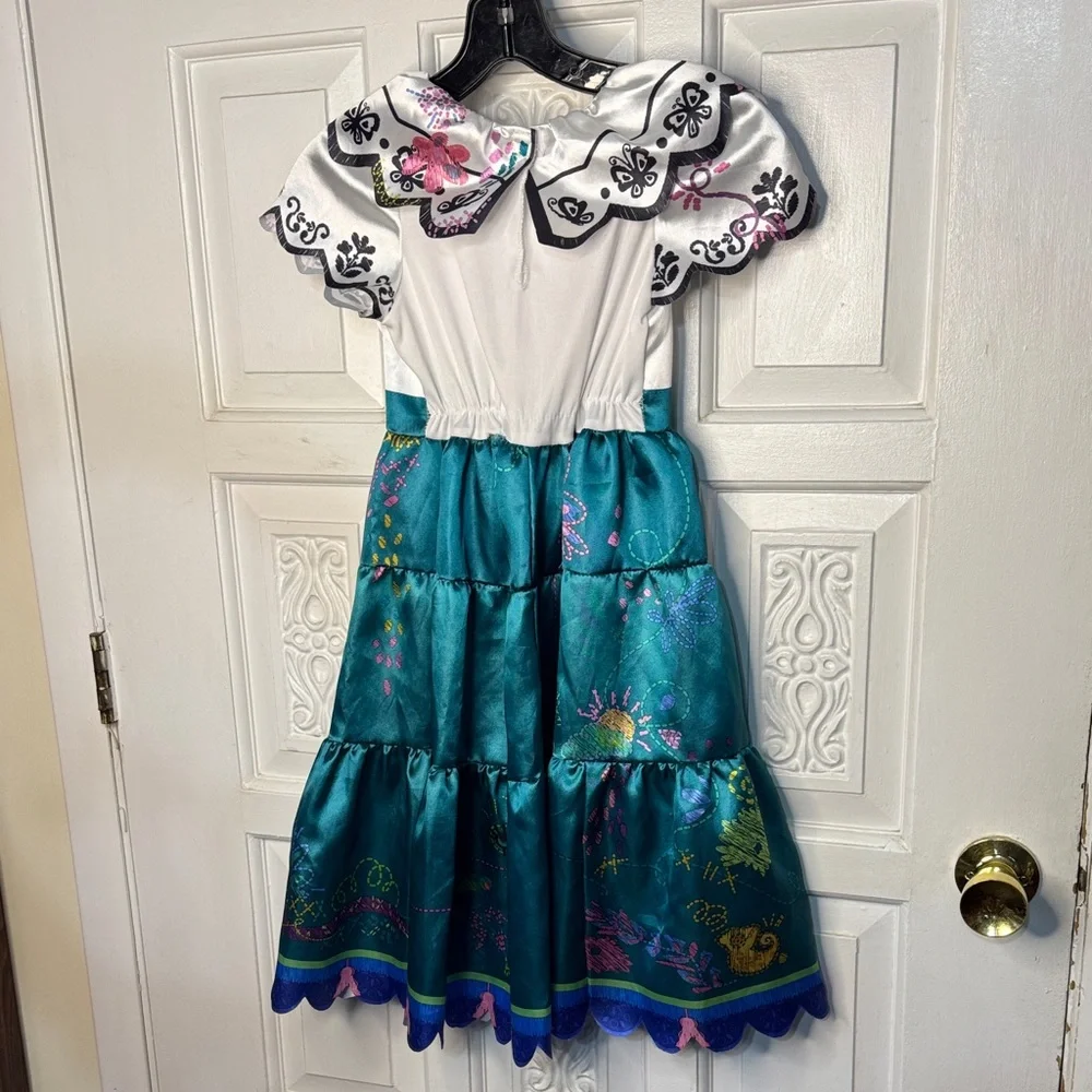 Disney Mirabel Madriga Teal and White Floral Dress Size 4-6X
