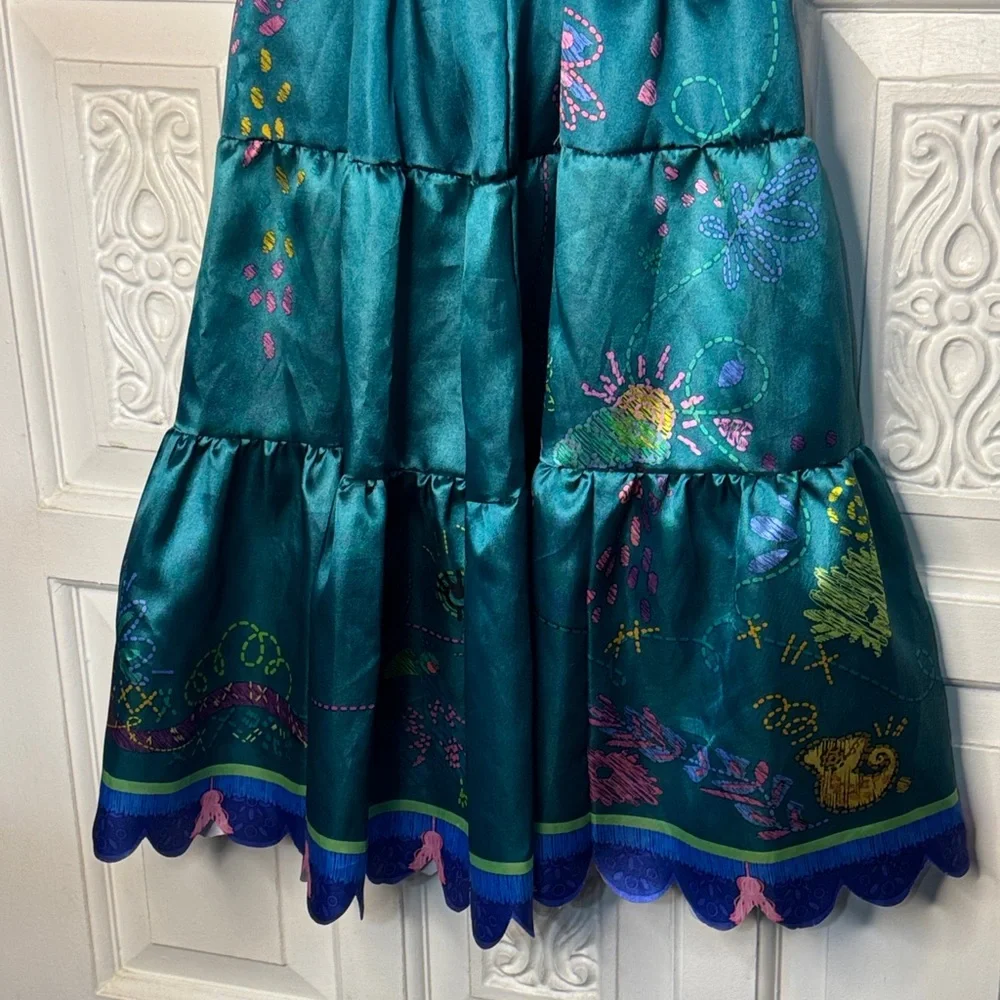 Disney Mirabel Madriga Teal and White Floral Dress Size 4-6X